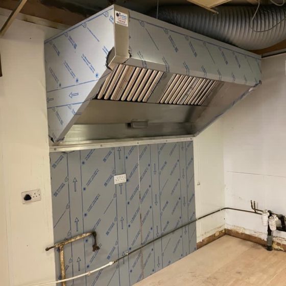 New kitchen canopy, commercial extraction system install.