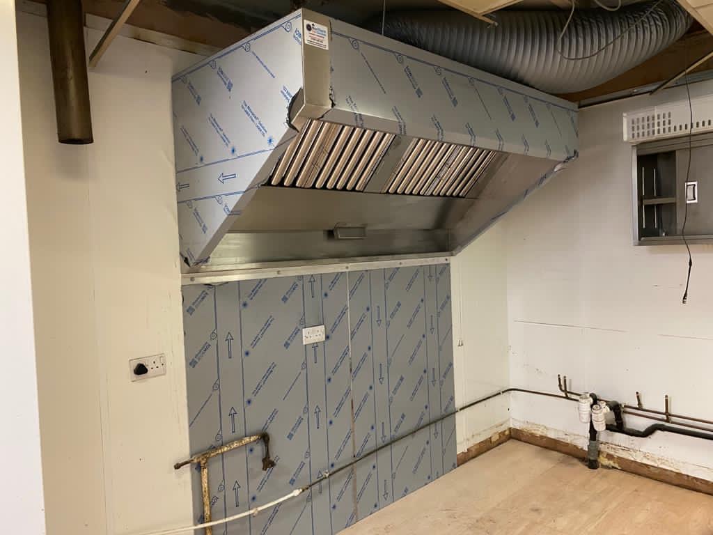 New kitchen canopy, commercial extraction system install.